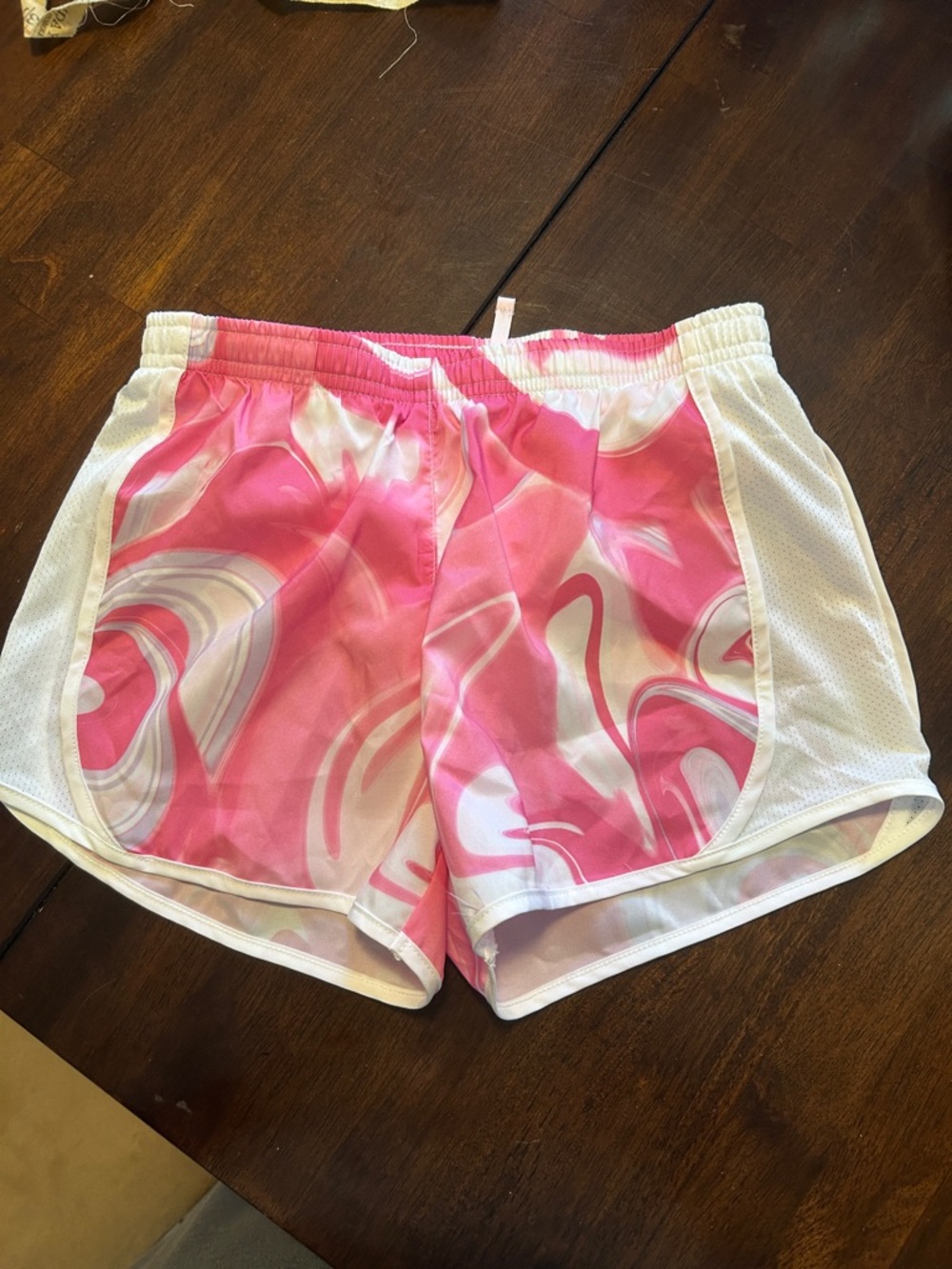 Athletic Works Pink and White Marble Girls' Athletic Shorts